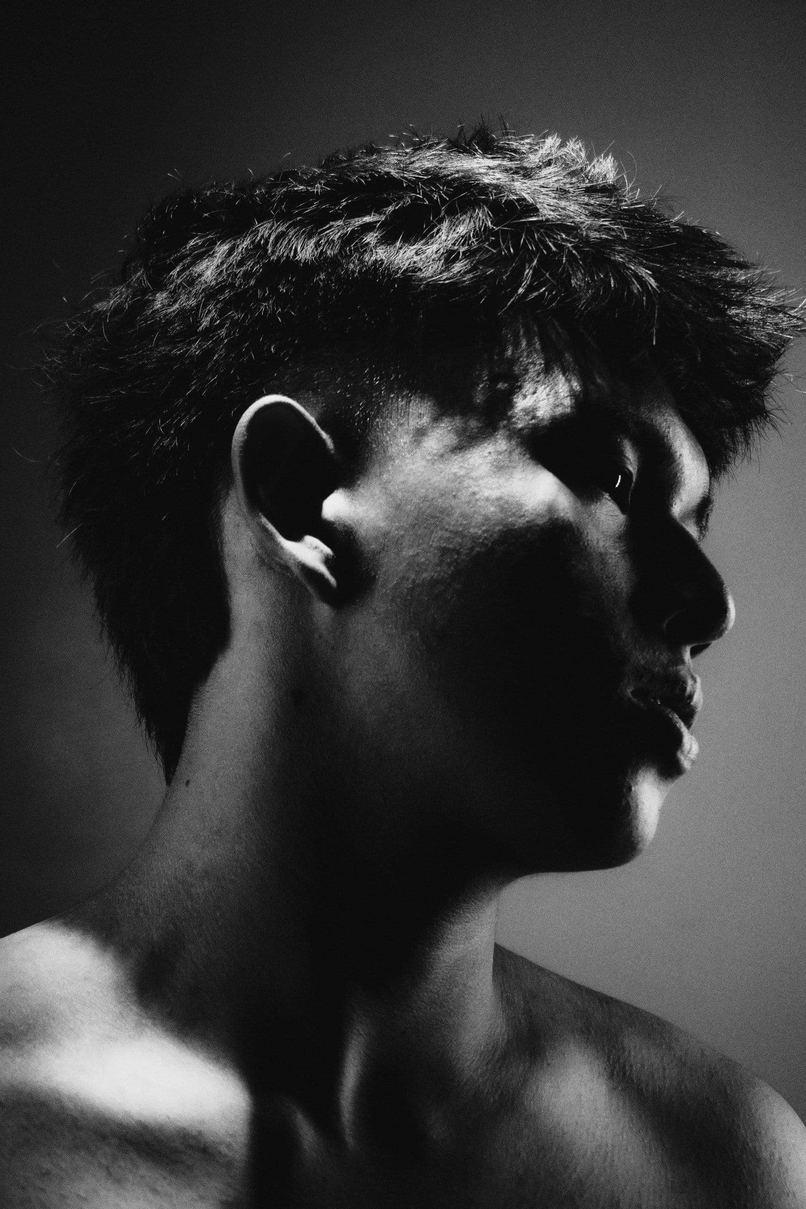 Black and white profile portrait